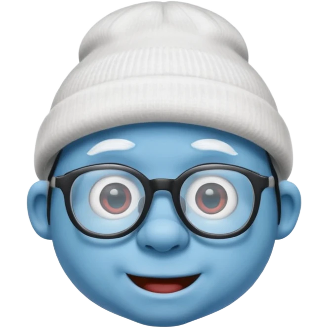 smurf with glasses white beanie emoji