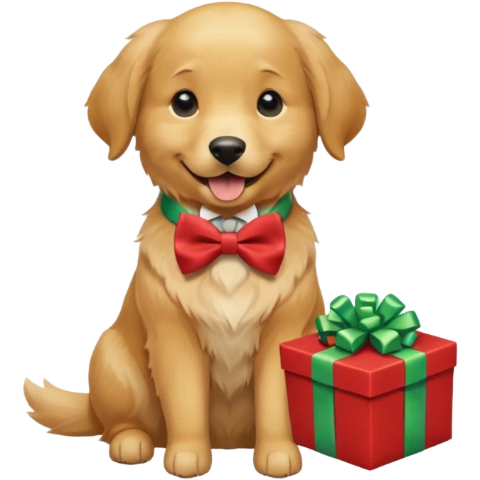 Father's day dog holding presents emoji