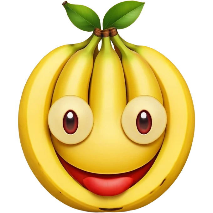 smiling face made from fruit with apples as eyes and banana as mouth emoji