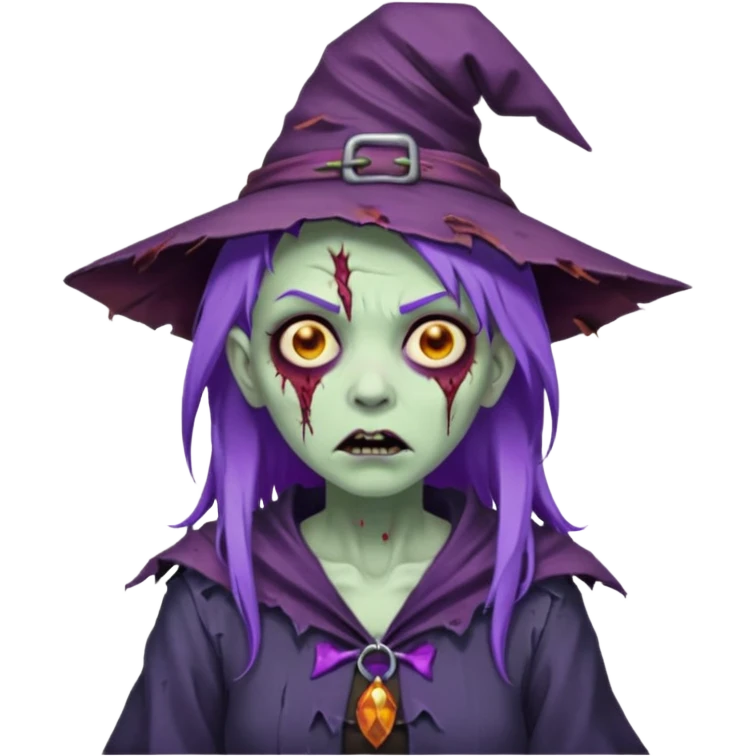 purple hair zombie witch emoji