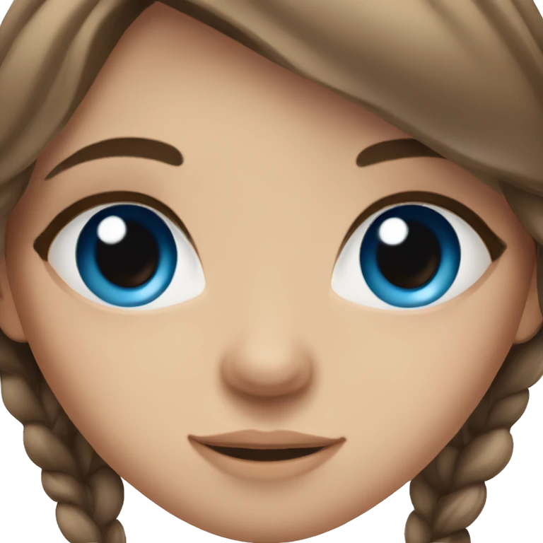 girl with long brown hair, blue eyes, eyelashes emoji