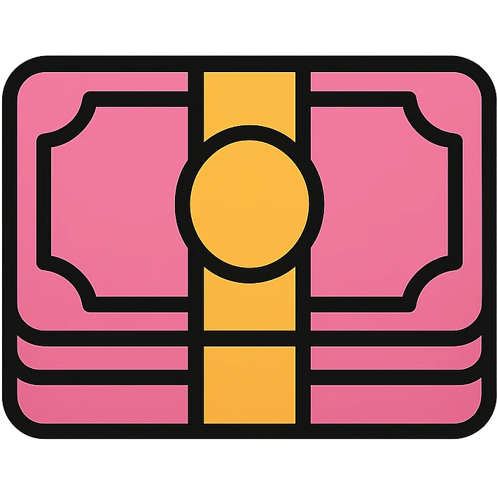pink bundle of cash icon with color outline emoji