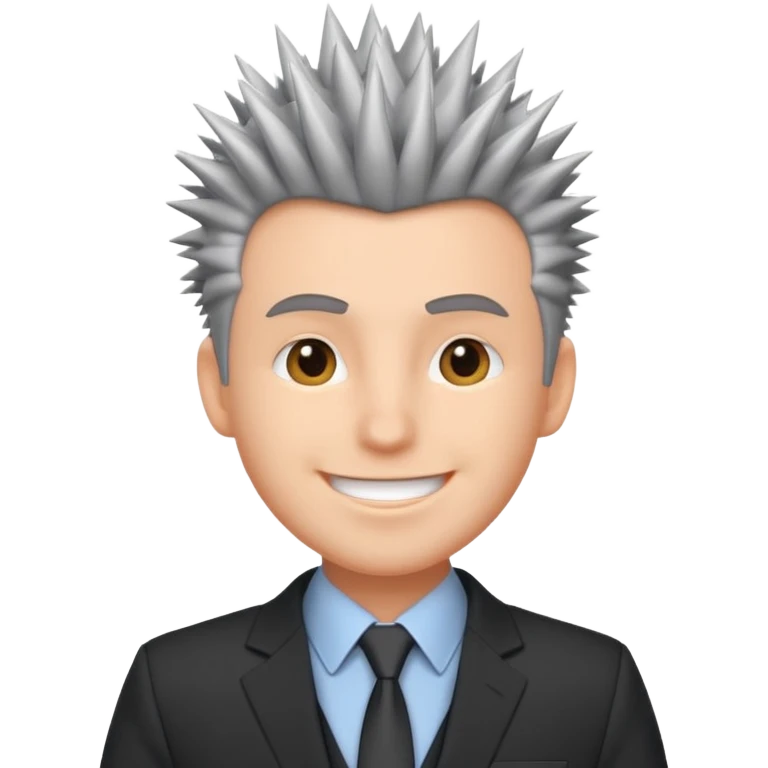 fat spiky haired happy man with suit emoji