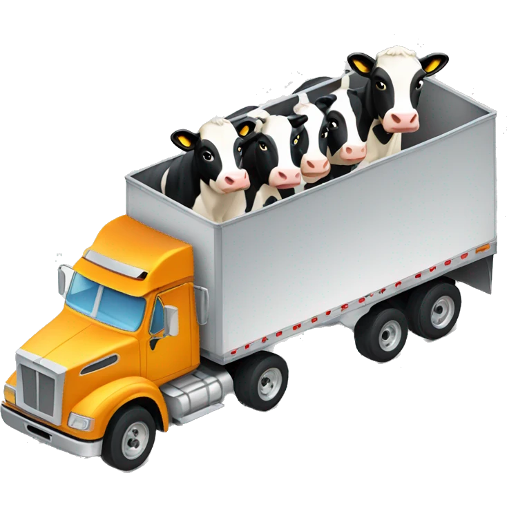 truck pulling trailer with cows emoji