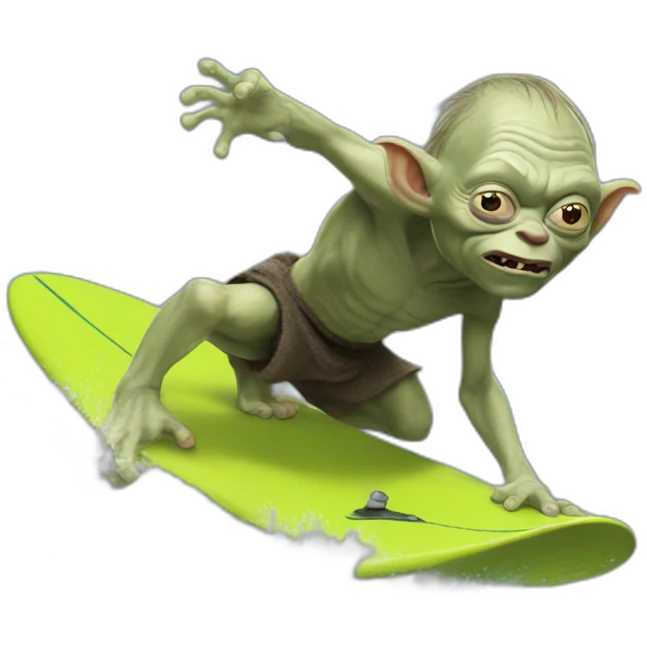 gollum surfing with shrek emoji