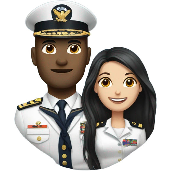 Navy officer and brunette wife  emoji