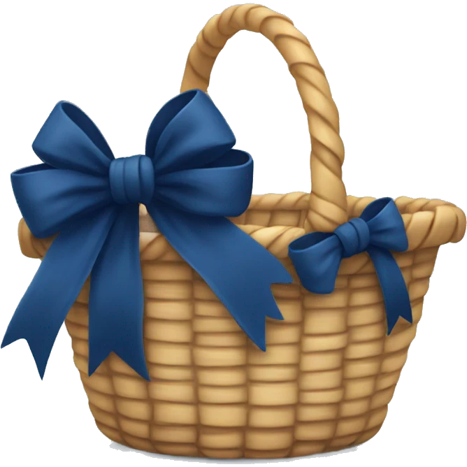 basket with a navy blue bow emoji