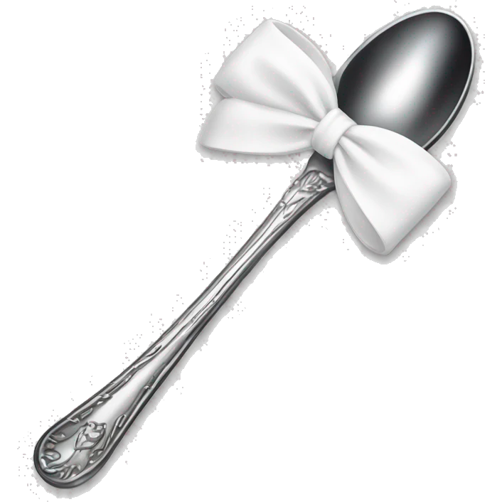 elegant spoon bound together with white bow emoji