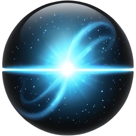 magical onyx orb floating with a silver-blue aura, cosmic particles around it emoji