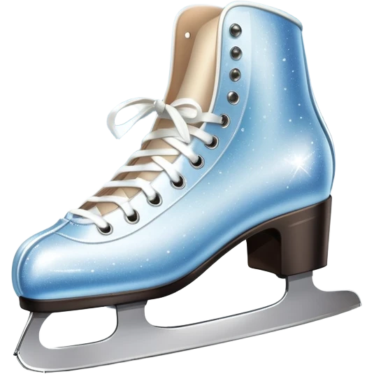 An icon showing elegant figure skates and a sparkling dress in close-up on an ice rink. The background features a graceful arena with soft lights reflecting on the smooth ice. Transparent background highlights the beauty, style, and artistry of figure skating. emoji