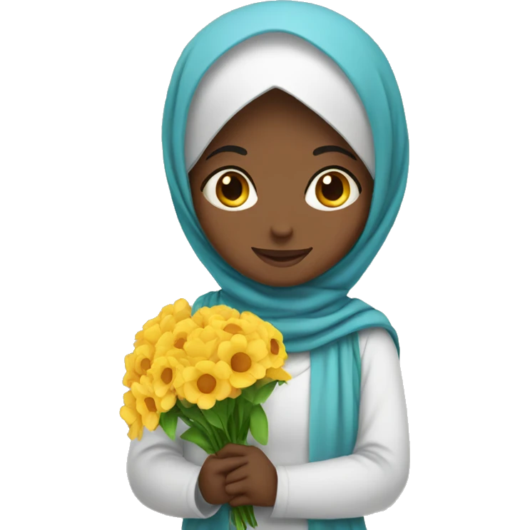 Muslim girl holding flowers  emoji