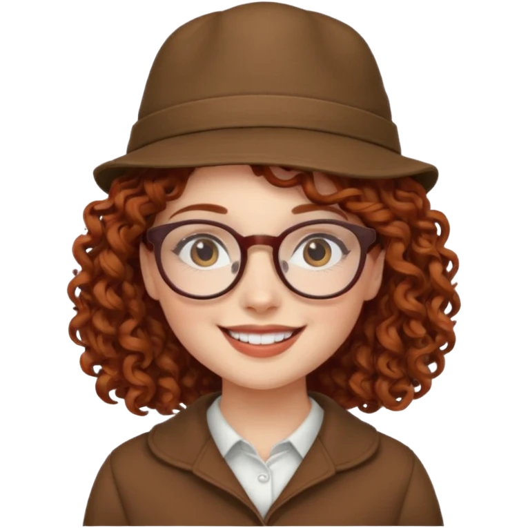 hatted girl with glasses and curly hair emoji