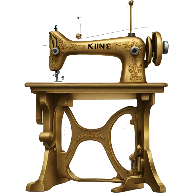 Gold and diamond King’s Favorite Sewing Machine and mannequin  emoji