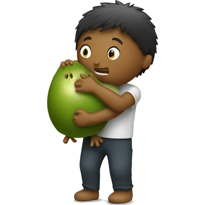 person hugging a kiwi emoji