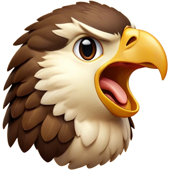 Cinematic Cute Yawning Hawk Portrait Emoji, Head tilted slightly with a dramatic, wide-open yawn, showcasing a robust, agile form with a softly drooping beak and sleepy, half-closed eyes, Simplified yet irresistibly adorable features, highly detailed, glowing with a soft, cozy glow, high shine, relaxed yet expressive, stylized with a dash of whimsical aerial charm, soft glowing outline, capturing the essence of a drowsy yet affectionate hawk that appears ready to stretch out for a nap! emoji