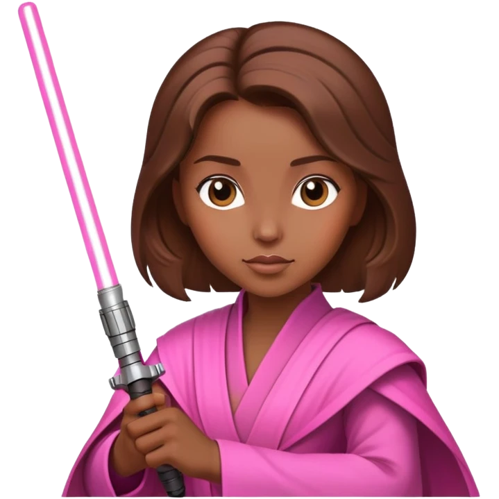 Jedi lady brown hair pink ight saber  emoji