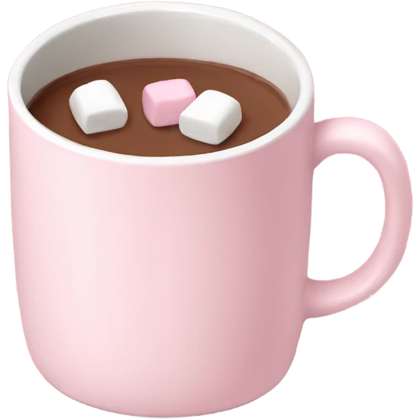 Light Pink mug of hot chocolate with marshmallows  emoji