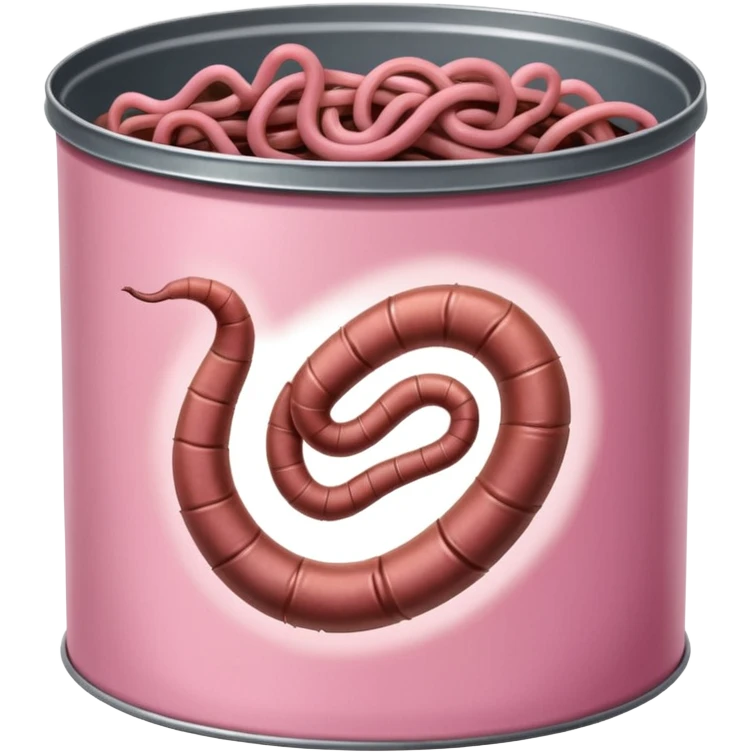 earthworms curled up inside a can of worms emoji