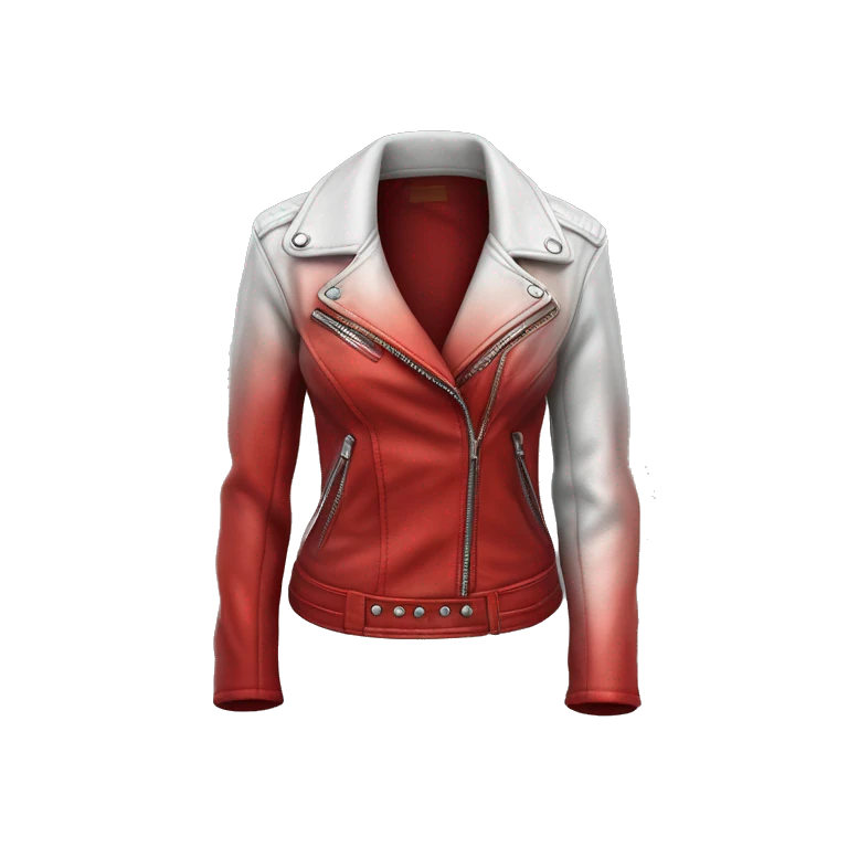 Hyper Realistic isolated open red ombre feminine fashion leather jacket. emoji