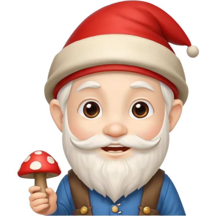 cheerful gnome holding a mushroom emoji