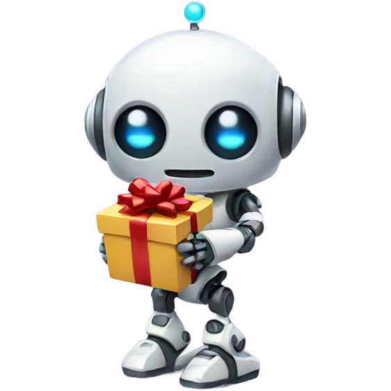 cute robot holds a gift emoji