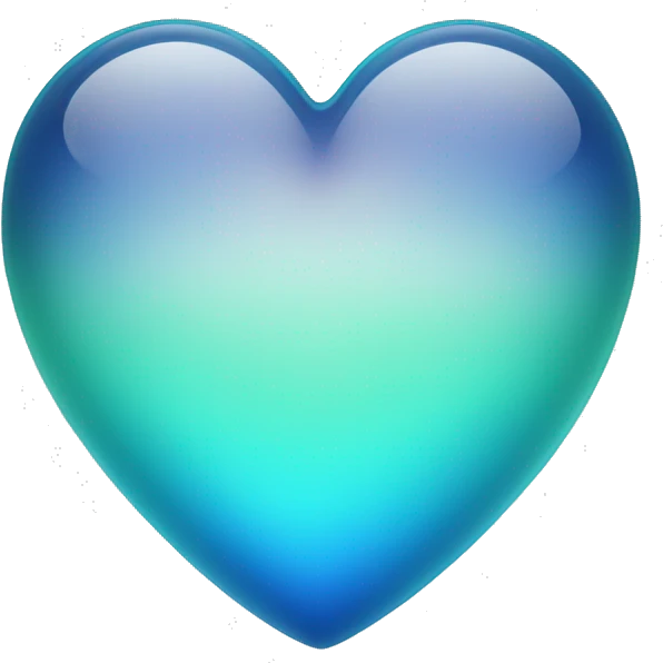 Blue and mint gradient shiny glass heart emoji