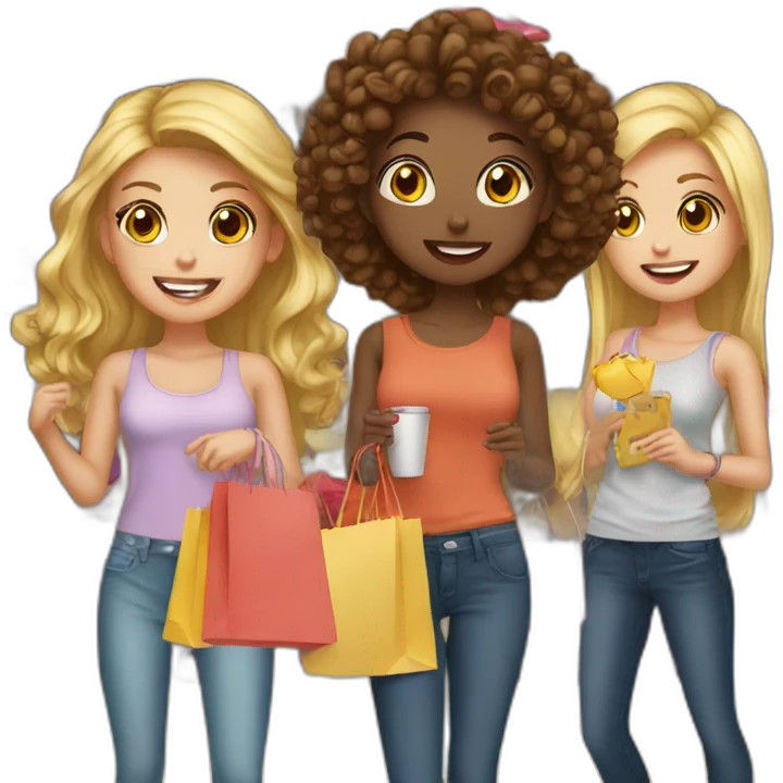 5 girls en shopping emoji