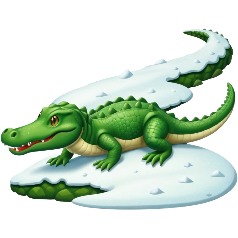 alligator sliding down snowy hill emoji