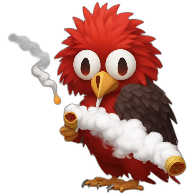 red tengu smoking emoji