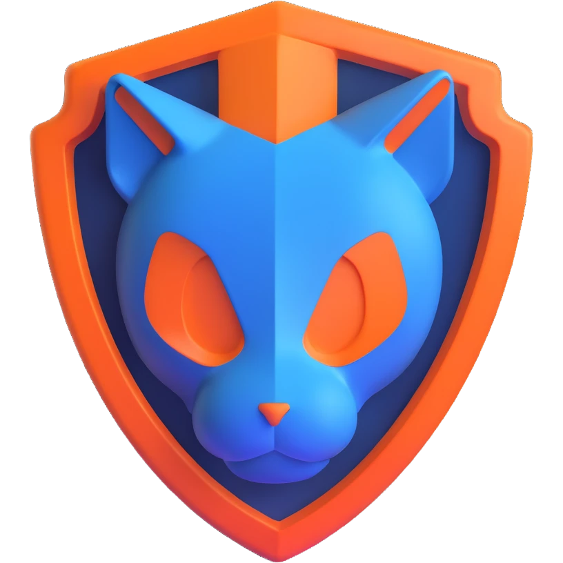 OpenVPN logo, 3D effect, orange and blue, subtle shadows, no text emoji