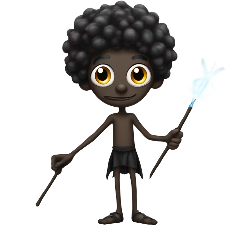 Skinny Black fairy man with long nose, long legs and a wand emoji