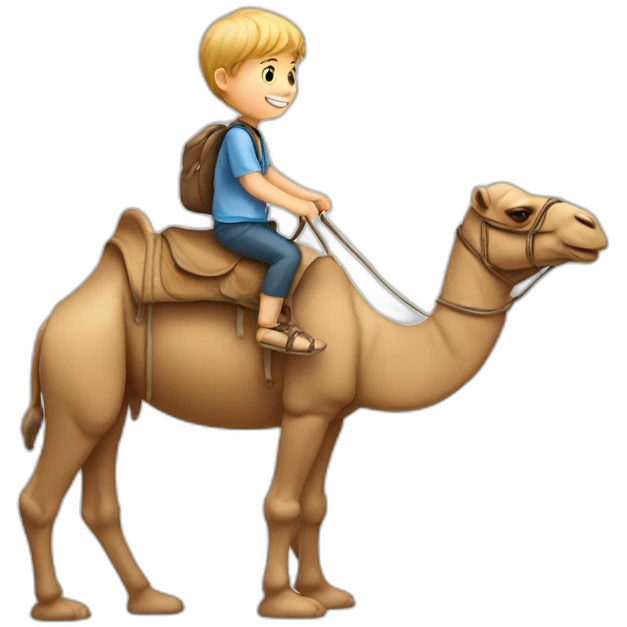 little white boy riding a camel emoji