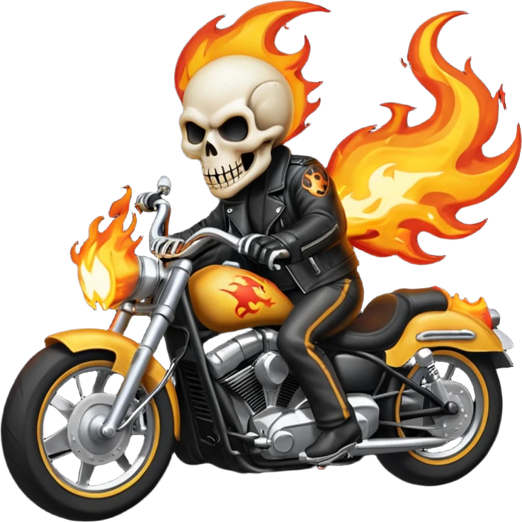 Питон на мотоцикле в виде призрачного гонщика emoji