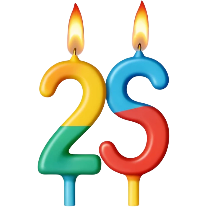 Birthday candles with the shape of the number 1 and 5 emoji