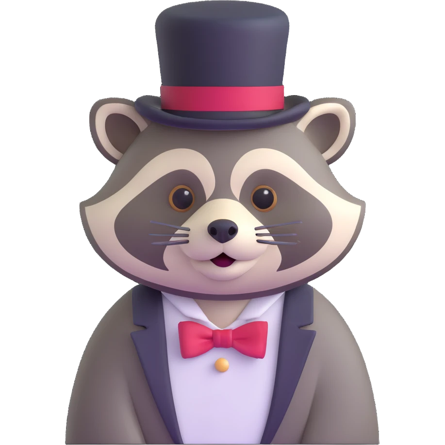 raccoon tipping top hat emoji