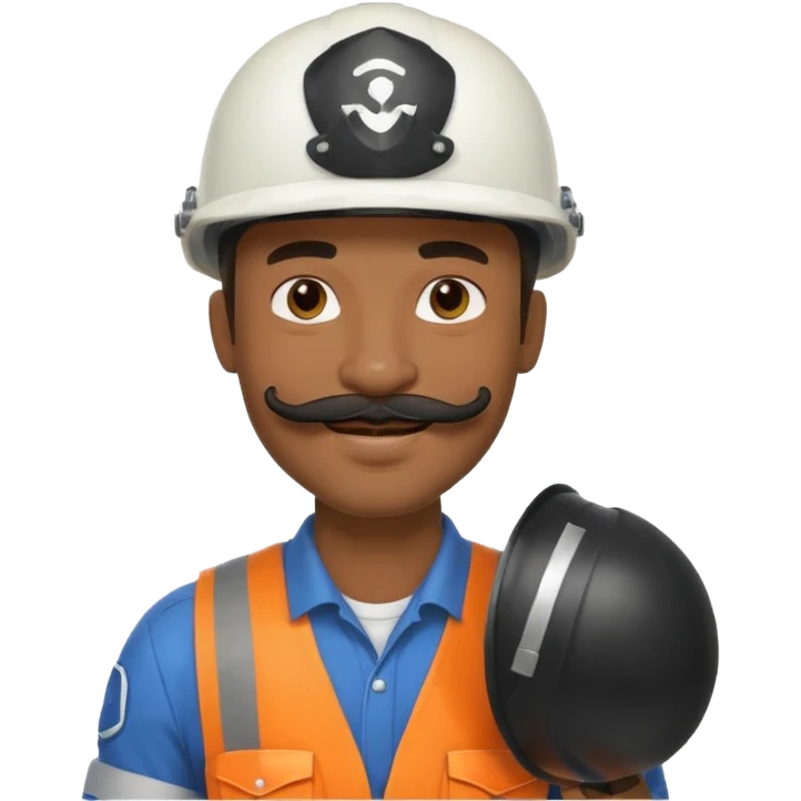 Mustached astronaut  black man holding helmet emoji