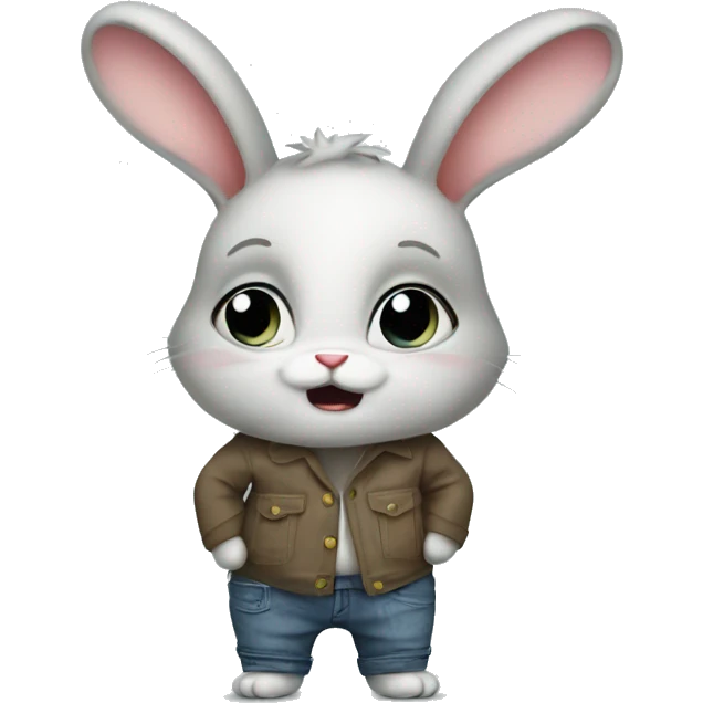 Anxious baby rabbit in pants emoji