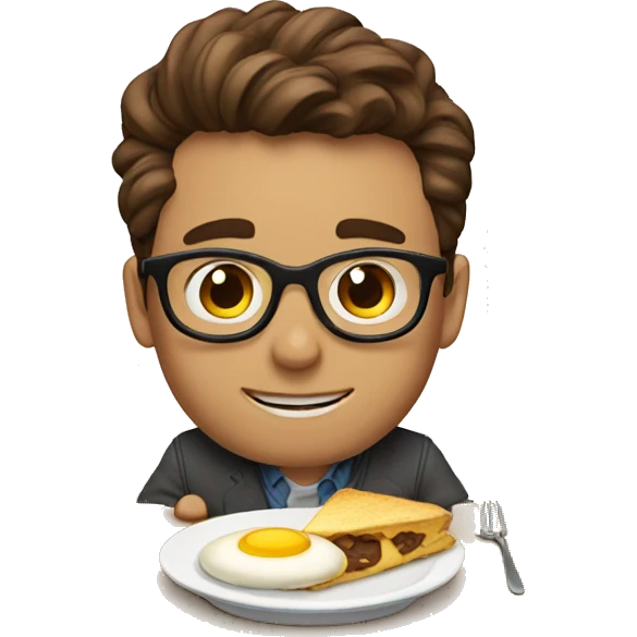 nerd with brown hair eating breakfast  emoji