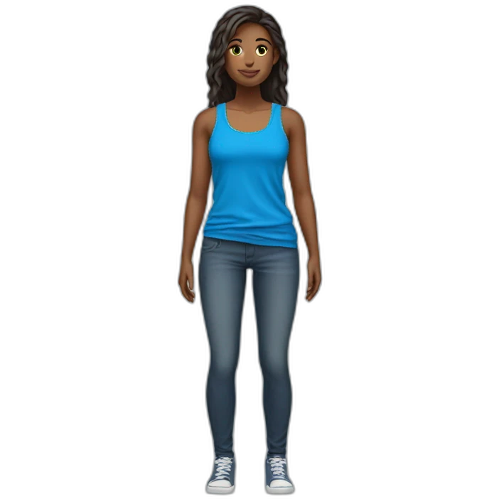 Women blue tanktop fullbody emoji