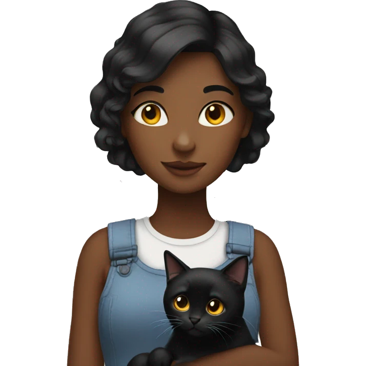 girl with a black cat emoji