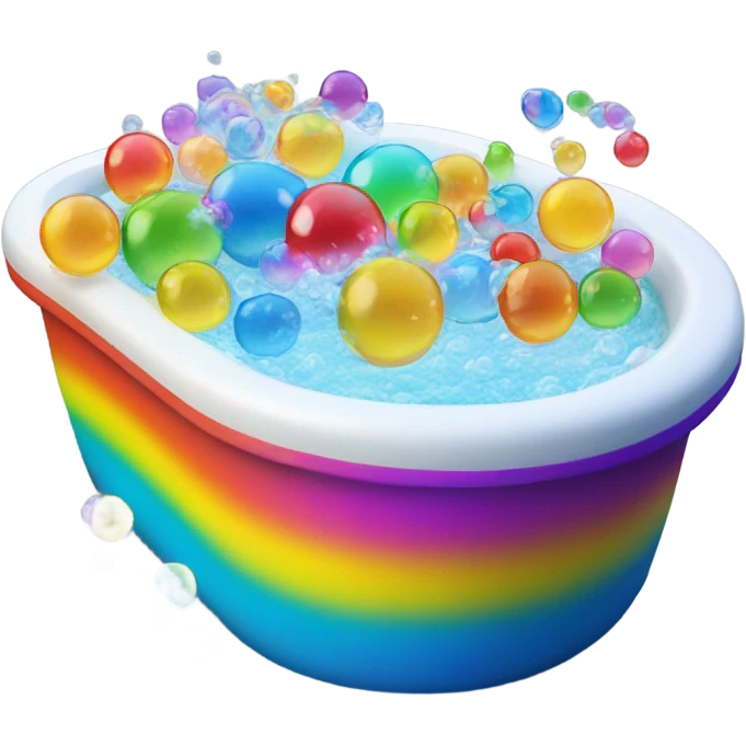 Rainbow jacuzzi overflowing with many bubbles  emoji