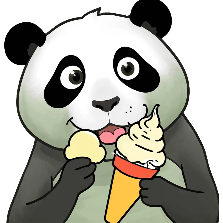Panda eating ice cream emoji