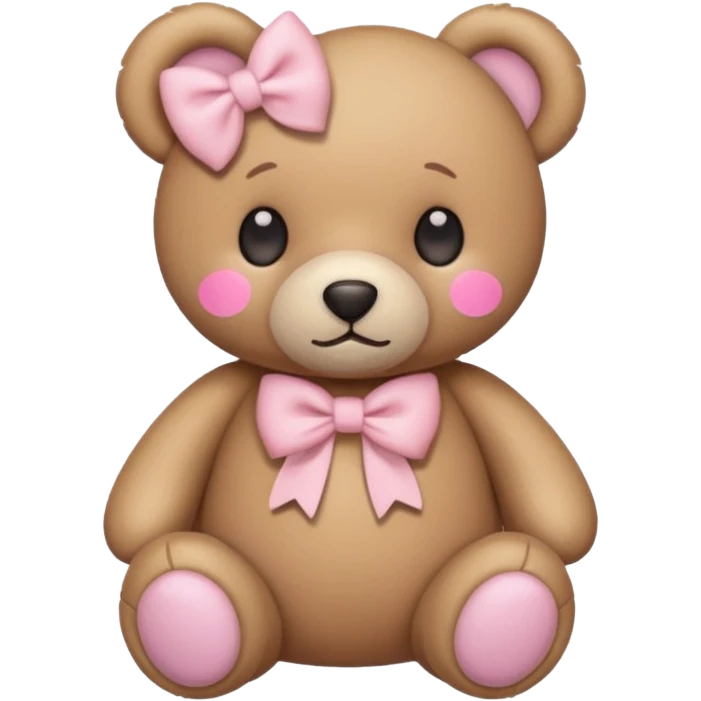 teddy bear with pastel pink bow emoji