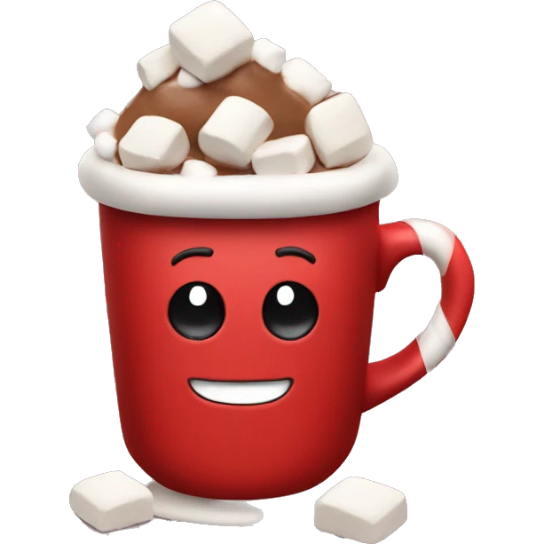 Hot chocolate with marshmallows Christmas themed red cup  emoji