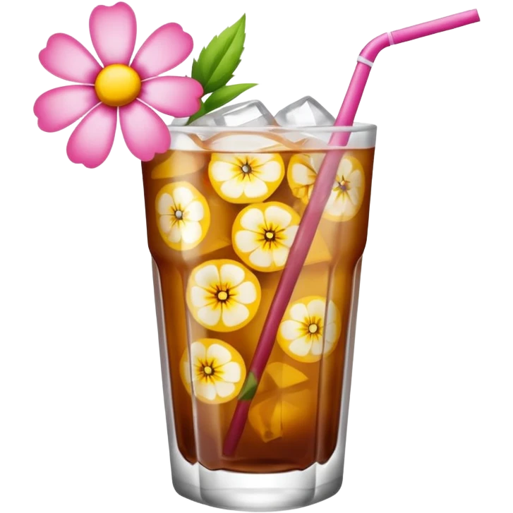 iced aesthetic drink with flower decor emoji
