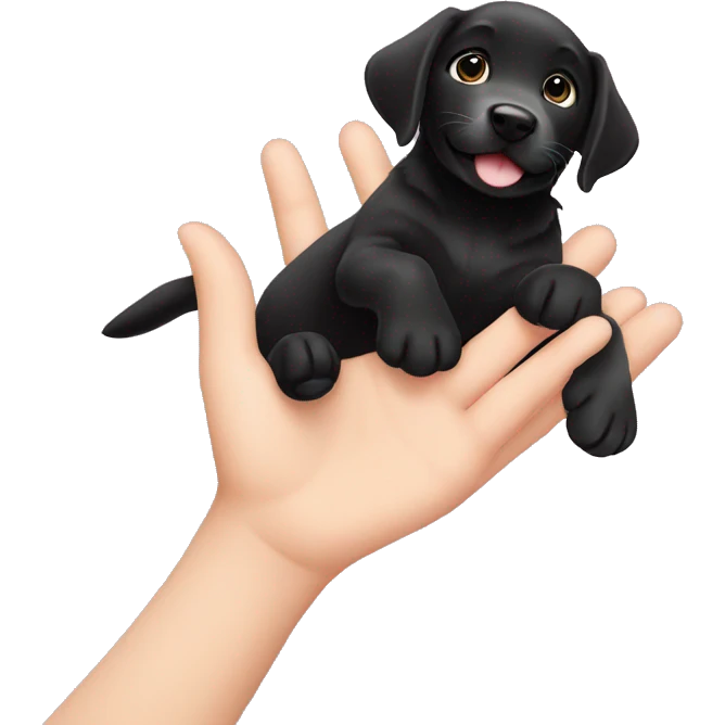 sweet black labrador puppy makes high five emoji