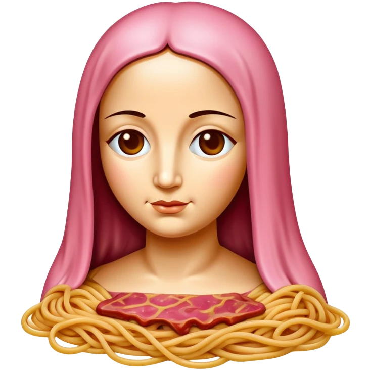  SPAM meat melted pink dripping sauce spaghetti monalisa portrai emoji