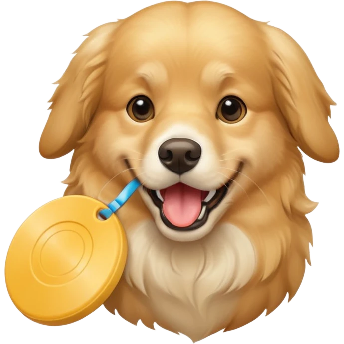 golden retriever holding a frisbee in its mouth emoji