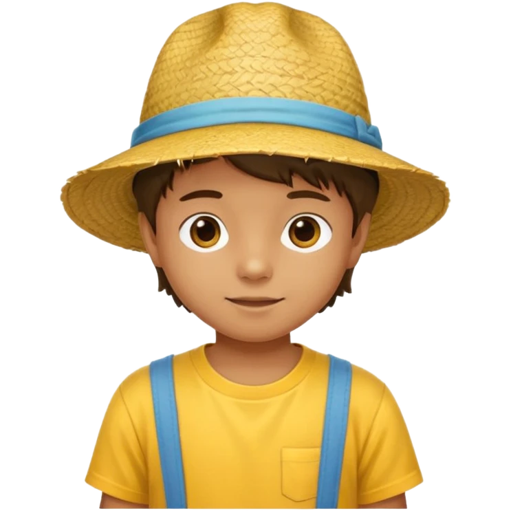 child with yellow t shirt and hat emoji