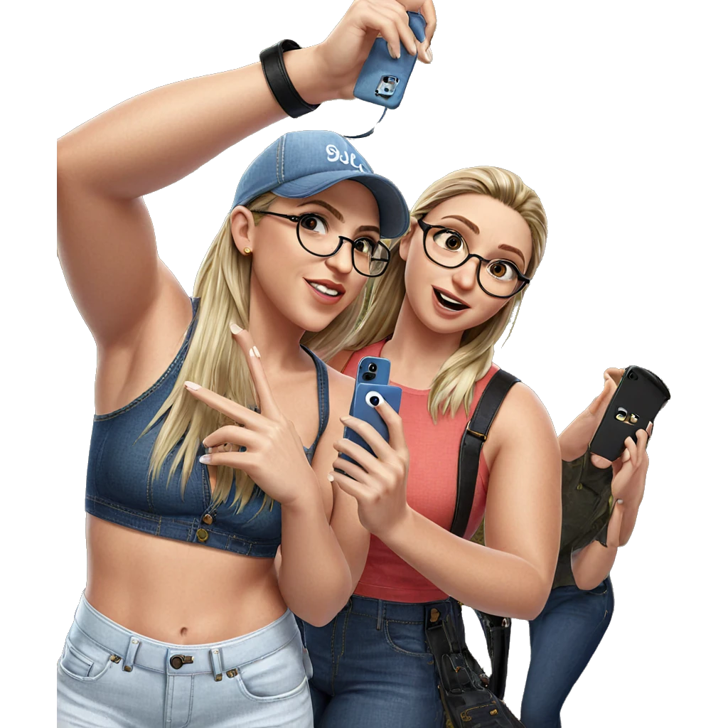 girls in denim selfies emoji